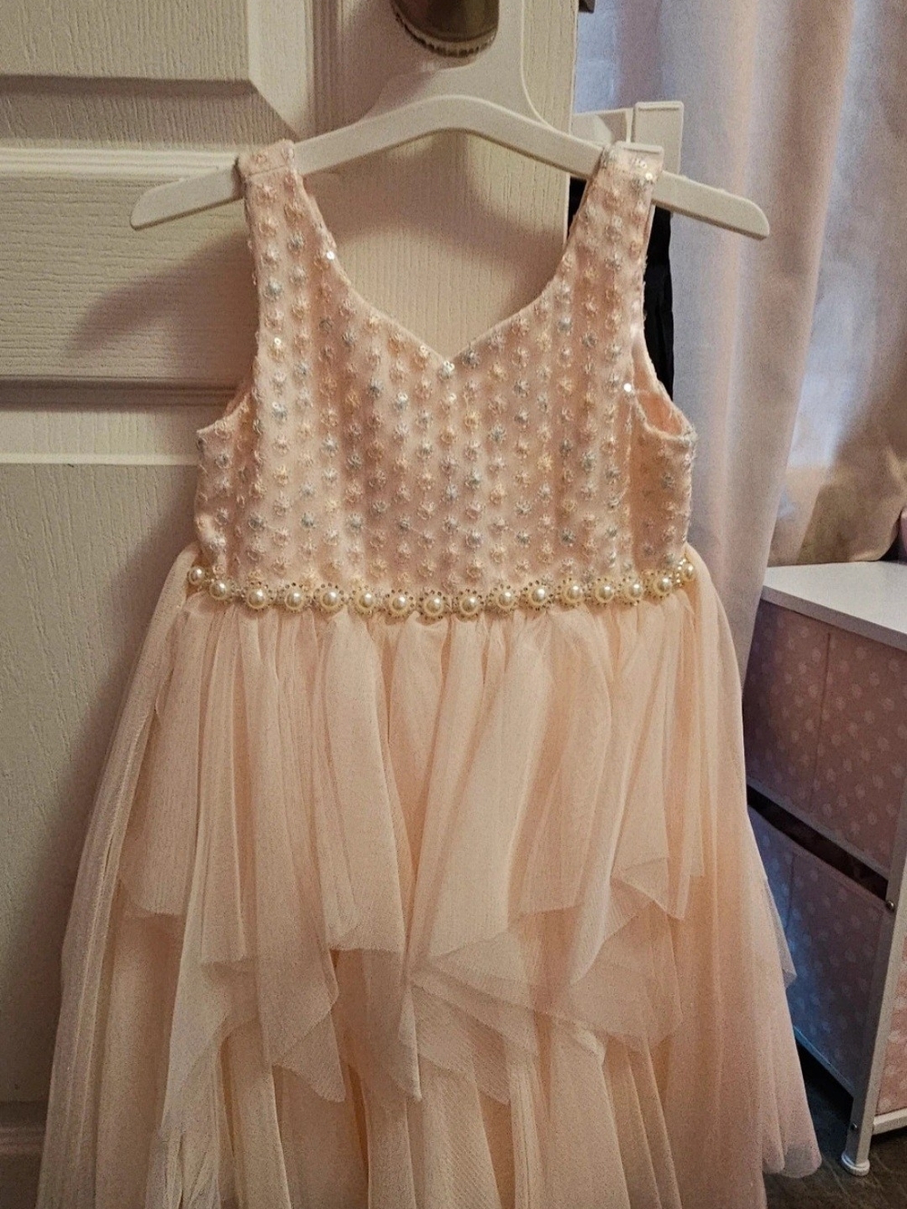 American Princess Blush Pearl-Trim Tulle Gown